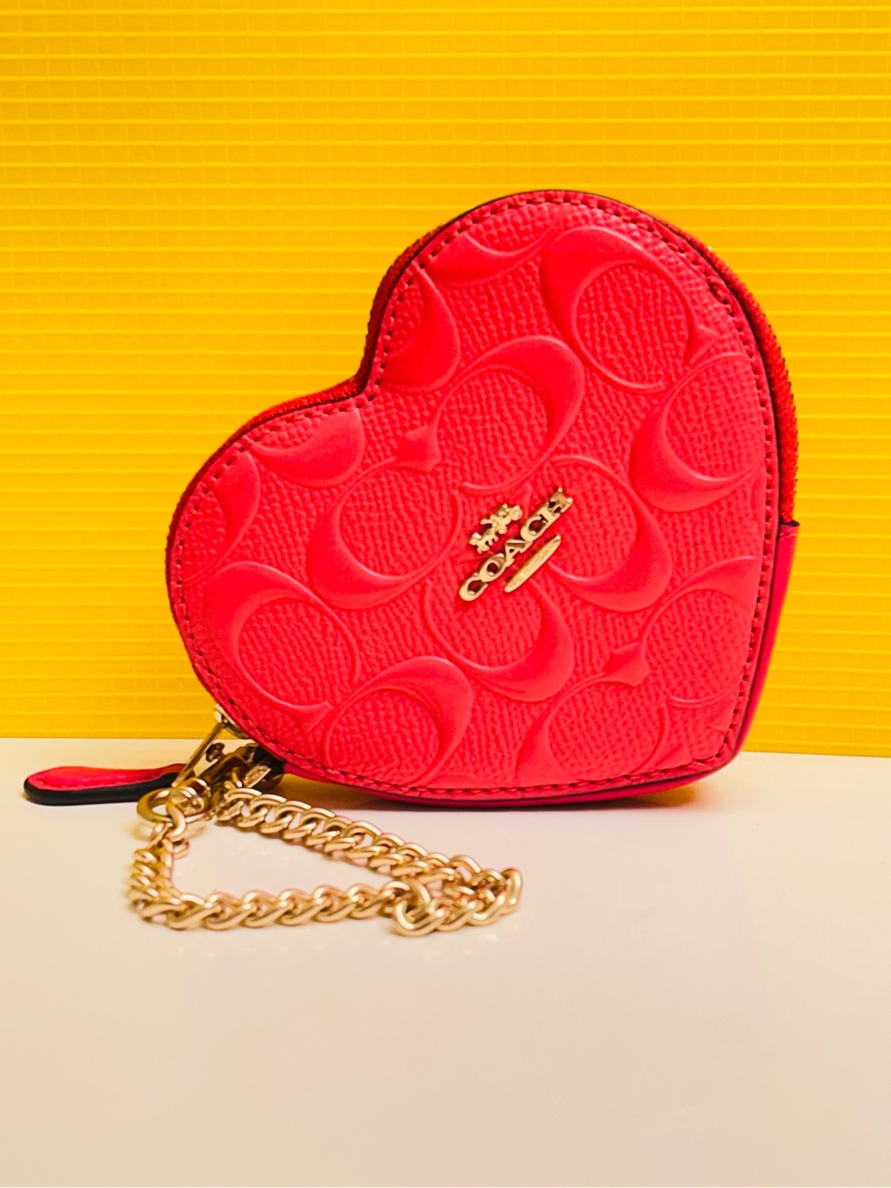 Coach Neon Pink Heart Wallet/ Bag charm